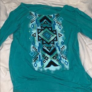 A blue long sleeve